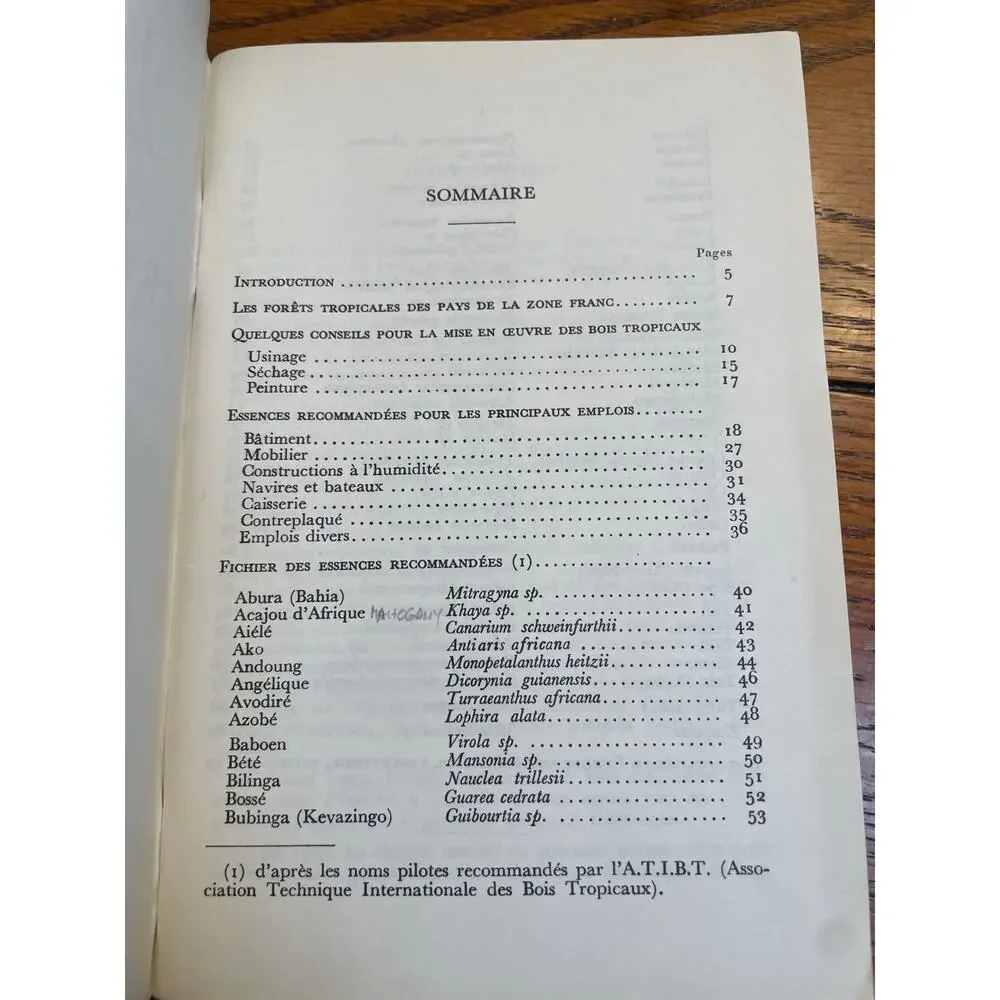 Bois Tropicaux 1960 French Tropical Wood Forestry Reference Book 2nd Edition